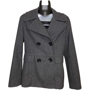 Kenneth Cole Reaction Dark Gray Wool Blend Pea Coat Size 2